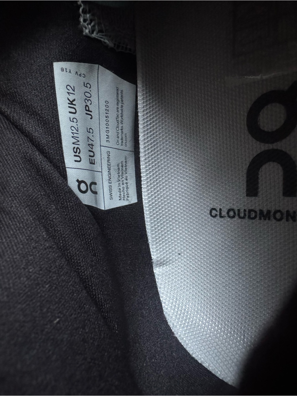 On Running Cloudmonster Mens Athletic Shoes in White/Black - Picture 6 of 6